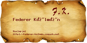 Federer Kálmán névjegykártya